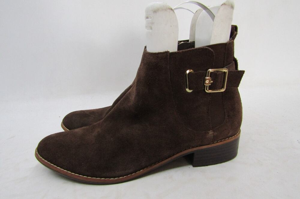 TOMMY HILFIGER Womens Sz 9 M Brown Suede Buckle Zip Ankle Fashion Boots Bootie